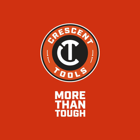 Crescent Tools logo with "More Than Tough" slogan on a red background.