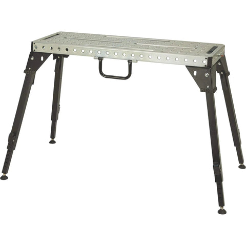 Pro Grade Height Adjustable Welding Table With 1000-Lb Capacity, Heavy Duty Metal Work Bench With Foldable Legs and Steel Construction