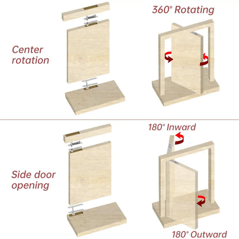 Heavy Duty Stainless Steel Door Pivot Hinge For Wood Doors Hidden 360 Degree Rotation Revolving Door Hardware diagram