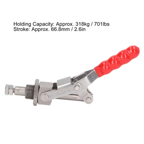 Front view of Beefy Heavy Duty Toggle Clamp With 66.8Mm Stroke And 180 Degree Push Pull Action, Delivers 701Lb Holding Power, Quick Release For Fast Setup, Non Slip Ergonomic Handle, Perfect For Welding And Woodworking Jigs And Fixtures.