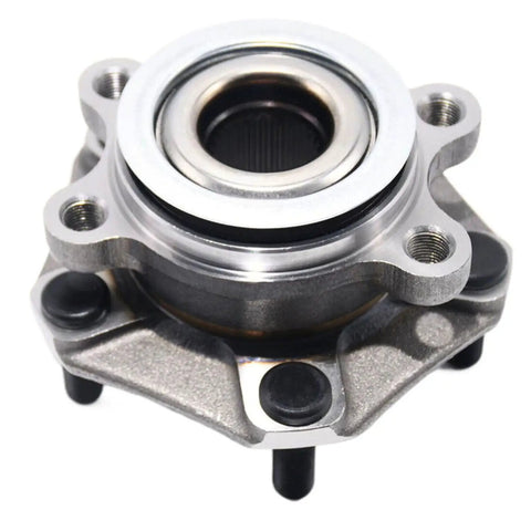 Heavy Duty Front Wheel Hub And Bearing Assembly Fits 2013 2019 Nissan Sentra NV200 2013 2017 Nissan Leaf And 2015 2018 Chevy City Express 5 Lug OE Direct Replacement With Low Runout For Quiet Smooth Rides, front view.