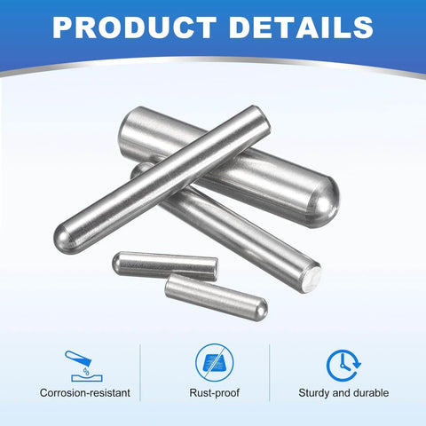 Must Have 70Pcs 2.8mm By 8mm Dowel Pins In 304 Stainless Steel Cylindrical Round Head Shelf Pegs Locating Pins For Bookshelves Cabinets And Furniture GB831 Silver Finish displayed