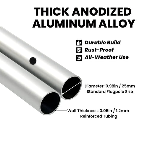 18Ft Aluminum Feather Flag Pole Kit For Swooper Flags showing thick anodized aluminum alloy build