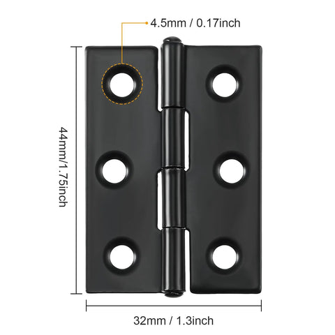 Boao black stainless steel folding butt hinge set, 1.75-inch size, 16 pieces with 96 screws for cabinets
