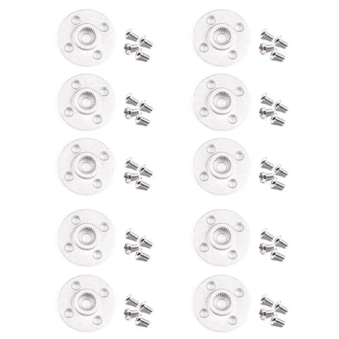 Set of 10 silver aluminum 25T servo horn discs with screws for MG995/MG996 standard servos