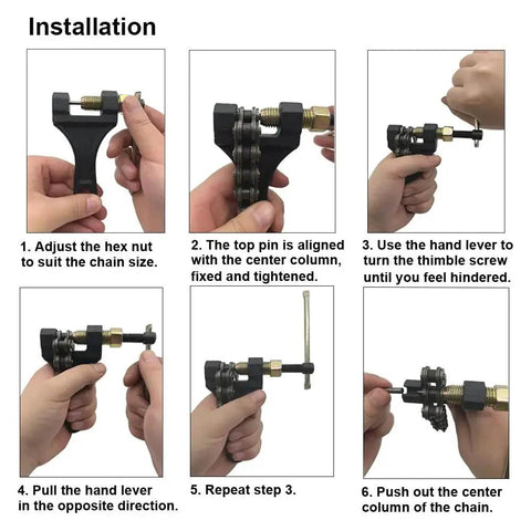 Heavy Duty Chain Breaker Riveting Tool For Motorcycle ATV Dirt Bike Scooter Bicycle Chains 420 428 520 525 528 530 installation guide