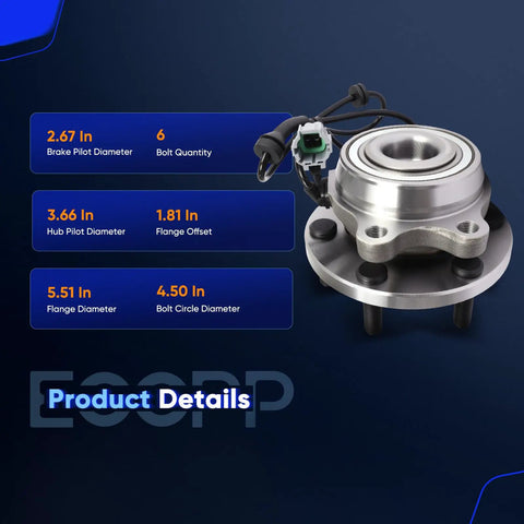 Replacement Wheel Bearing And Hub Assembly With ABS For Nissan Frontier Pathfinder Xterra And Suzuki Equator 4x4 6 Lug
