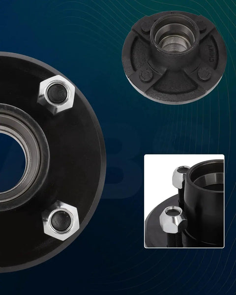 Trailer Hub Kit With Black Painted Idler Hub For 2000 Lb Boat Trailers Featuring 4 Lug On 4 Bolt Pattern And L44649 Inner And Outer Cone Bearings Built For Durable Smooth Rolling And Long Lasting Performance SCITOO