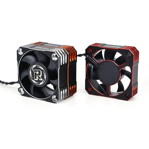 Front view of Fifty Millimeter RC Cooling Fan With Ten Thousand RPM Dope Brushless Motor Heatsink And ESC Cooling For One Fifth Scale RC Cars.