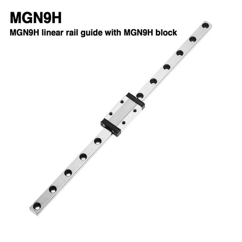 300mm MGN9 Linear Sliding Rail Guide with MGN9H Carriage Block for 3D Printers and CNC Machines, smooth steel rail system