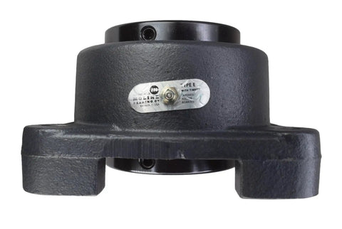 Heavy Duty 3 Inch Type E Four Bolt Flange Bearing Replaces Timken E4BF TRB 3, shown from front view in gray iron housing.