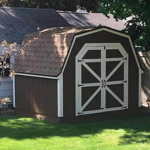 Wooden shed with double doors using 4 Inch T Strap Hinges Heavy Duty Tee Hinge Set For Wooden Fences Gates Barn Doors Yard Doors Outdoor Gates