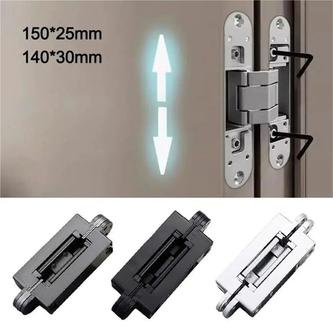 Ultra Slick 180 Degree Folding Zinc Alloy Door Hinge For Cabinets And Cupboards Adjustable Cross Invisible Hinge With Silver Finish Heavy Duty Easy Install 140-30 showing multiple color options and installation example