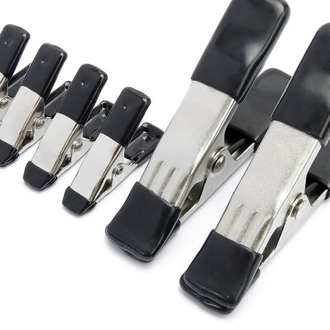 Amazon Basics steel spring clamp set, 20 pieces with black PVC-coated tips; includes 15 clamps at 3/4 in and 5 at 1 in