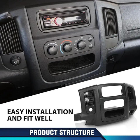 Dash Center Radio Bezel Trim Panel With Storage Box For Dodge Ram 1500 2002-2005 shown installed on dashboard