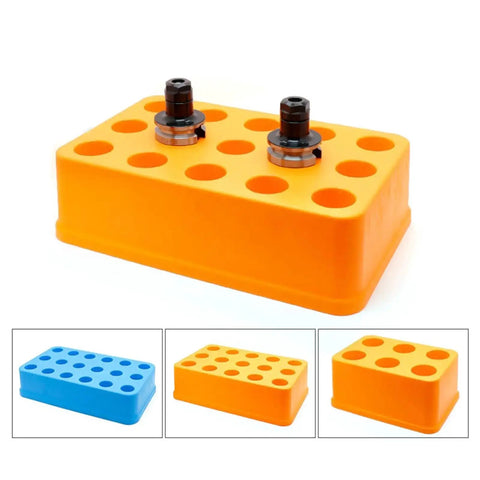 BT30 Yellow Tool Holder Organizer for drilling bits and milling tools with built-in storage capacity durable PP construction.