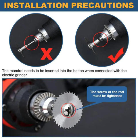 Installation guide for Versatile Drill Saw Blades Kit For Rotary Tools With Six HSS Disc Blades And Two One Eighth Inch Shanks Plus One Quarter Inch Shank For Wood Plastic Aluminum Cutting Includes Screwdriver For Dremel And Other DIY Tools