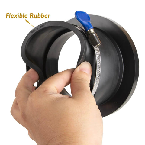 Close-up of Magnetic Dust Collection Port System For 4 Inch Steel Ports With Built In Rubber Cuff Quick Connect.