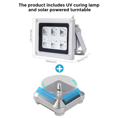 UV Resin Curing Light For 3D Printers With 360 Degree Rotating Solar Turntable 6x405nm LEDs For SLA DLP LCD Printers