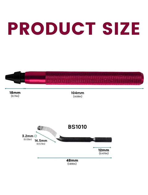 Pro Deburring Tool Kit With 15 HSS Rotary Blades For 3D Printing Resin Metal And Tubing Deburring Red Handle dimensions