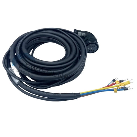 Amazon A2 series servo motor brake cable, 15m standard; black coil with round multi-pin connector and exposed wires