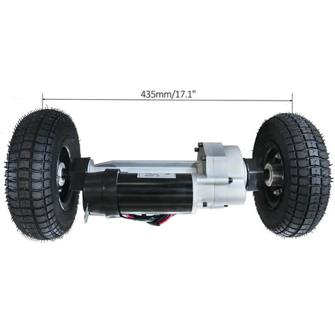 Side view of Kemblawolf transaxle motor with rear wheels; 24V 180W gear motor with electromagnetic brake