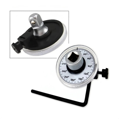 Precision Torque Angle Gauge with 360 Degree Rotation Scale, 1/2 Inch Drive; Adjustable Handle for Automotive Applications