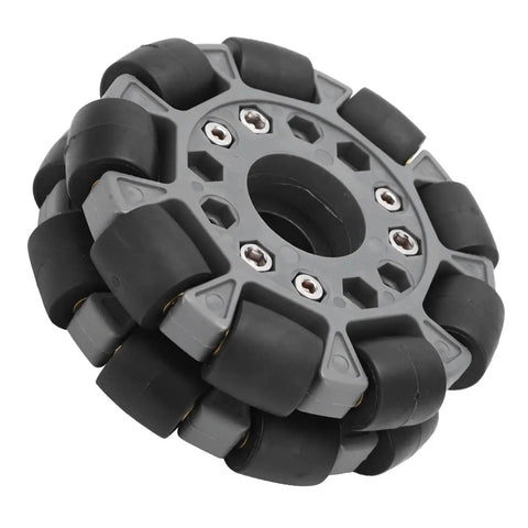 100mm Double Omni Directional Plastic Wheel for Robotic Vacuums and Racing Wheel Robots, all terrain wear resistant, front view