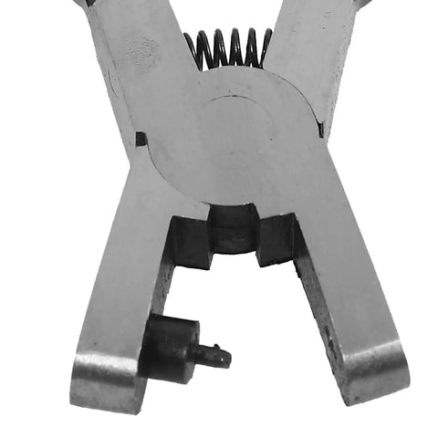 Close-up of Handheld Single Hole Punch Plier For Paper And Tags With 2mm Metal Punch Lightweight Manual Puncher, showing punching mechanism.