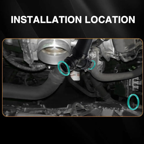 Installation location for Ford Radiator Hose Seal Kit For F Series 2011 2018 O Ring T Pipe Leak Repair under hood