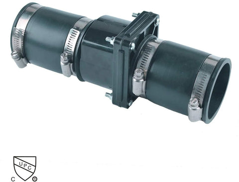 Hydro Master plastic sump pump check valve with stainless steel hose clamps, 2 inch