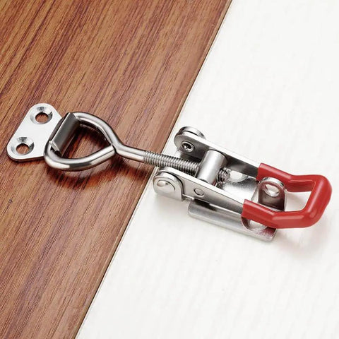4 Pack Heavy Duty 4002 Toggle Latch Clamp With Lock Hole For Quick Release, shown installed on a wooden surface.