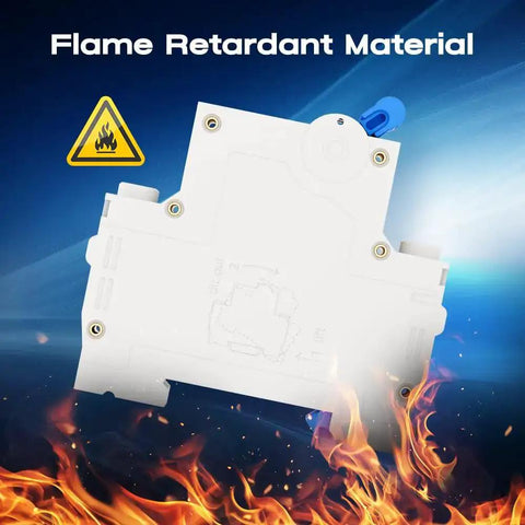 Image of Miniature Circuit Breaker 500V 2 Pole 20 Amp Isolator for Solar PV System, indicating flame retardant material.