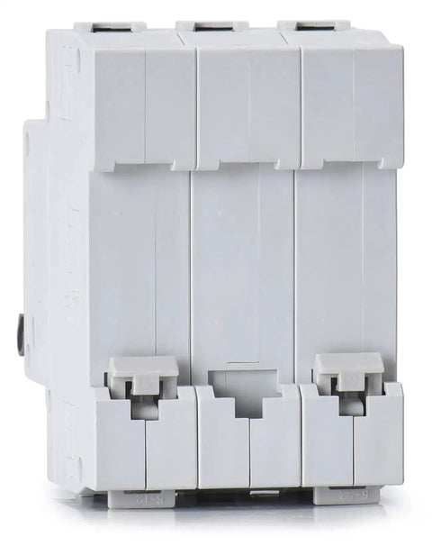 Three Pole DIN Rail Mount Circuit Breaker 20 Amp 480V AC Miniature Breaker With Thermal Magnetic Trip front view