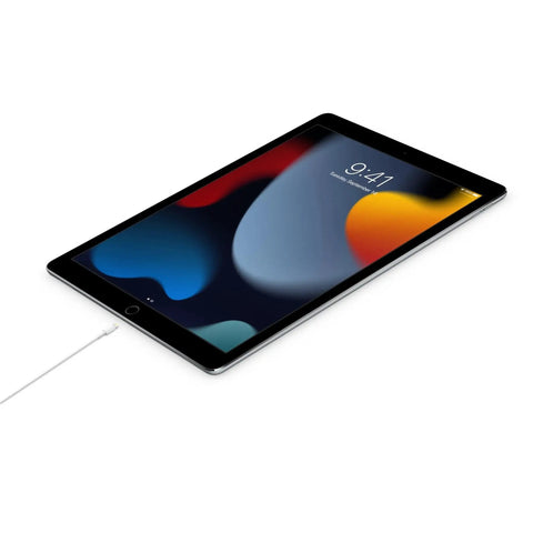 Apple USB C To Lightning Cable 1m Fast Charging And Data Sync connected to iPad for charging and data transfer.