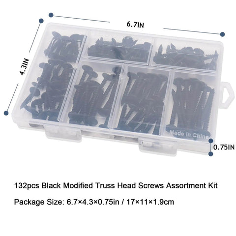 Black Wood Screws Set With 132 Piece Assortment Go To Woodworking Six Sizes In Phillips Drive 1022A Carbon Steel Truss Head