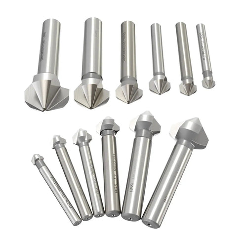 Pro Grade 6Pc HSS Chamfer Countersink Drill Bit Set With 90 Degree 3 Flute End Mills For Aluminum PVC Thin Metal And More