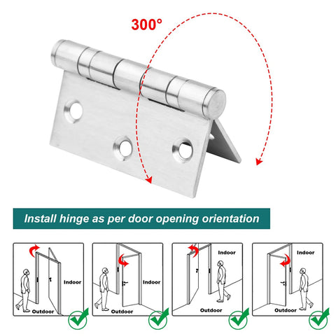 Door hinge, stainless steel 3x3 in square, ball bearing, 300° swing