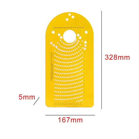 Circle Cutting Jig For Plunge Router With High Precision Pivot Holes And Calibrated Scale, Easy To Install And Read, Durable Yellow