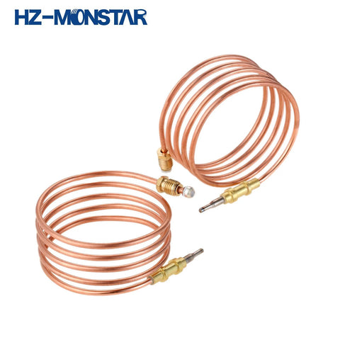 Two copper gas heater thermocouples with brass fittings, 39.5 inches long, M8x1 thread for Desa LP vent-free heaters, HZ-MONSTAR