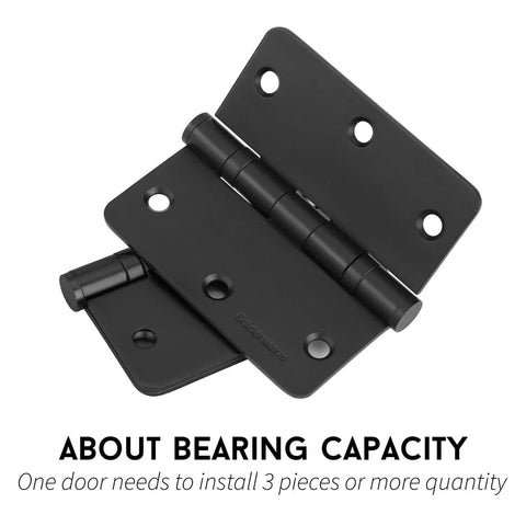 Three Pack Of 304 Stainless Steel Door Hinges In Matte Black With Non Removable Pin Heavy Duty Ball Bearing 3 Point Five Inch