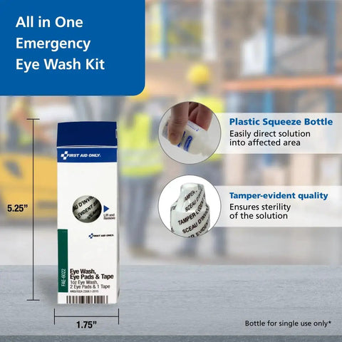 4 Piece Eye Wash Kit With Oval Eye Pads, Tape And Emergency Eye Rinse For Fast Eye Relief Grab And Go At Home, Work, Or Lab