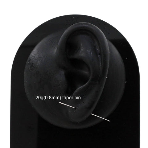 20G 0.8mm 316L Stainless Steel Calor Style Taper Insertion Pin for Ear and Nose Stretcher shown in ear model