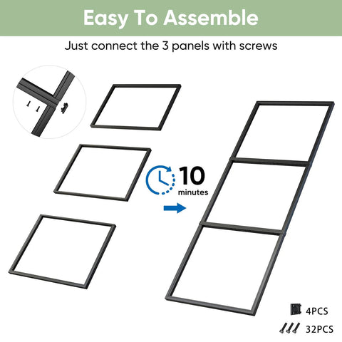 34x84 Inch Frosted Glass Barn Door With Black Carbon Steel Frame Top Mounted Hardware Kit No Fuss Soft Close Tempered Glass Sliding Door assembly illustration