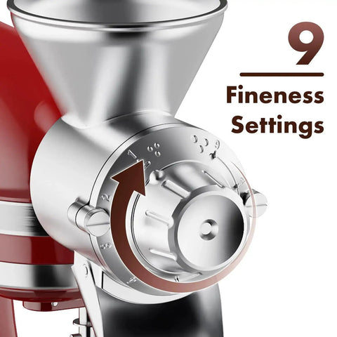 Close-up of All Metal Grain Mill Attachment For KitchenAid Stand Mixers Durable Flour Mill Grinder For Non Oily Dry Grains