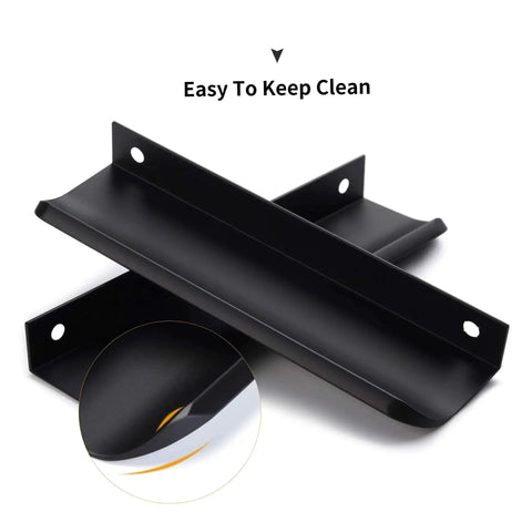 Matte Black Dresser Drawer Pulls 5 Pack Square Bar Cabinet Handles for Kitchen and Home Closet, 80mm aluminum edge finger pulls