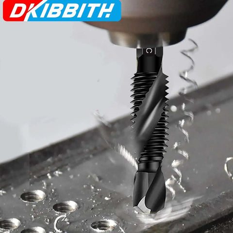 6 Pack Combination Drill And Tap Bit Set For SAE Threads 6-32, 8-32, 10-32, 10-24, 12-24, 1/4-20 With Anti Rust Black Coating in use