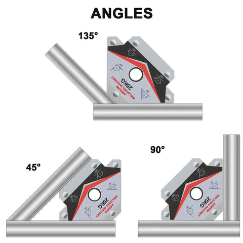 Heavy Duty 55Lb Welding Magnet Set With 3 Magnetic Arrow Holders And Clamps For Precise 45 Degree 90 Degree And 135 Degree Angles