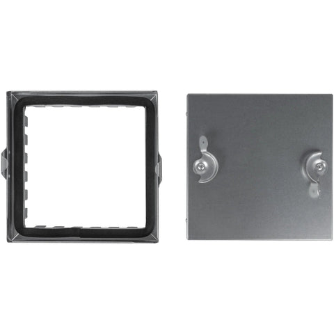 Galvanized steel 8x8 duct access door set with gasketed frame and hinged two-clasp panel.