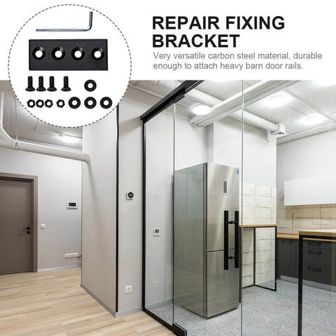Track Connector Mending Plate For Barn Doors Two Pack Solid Heavy Duty Flat Repair Bracket Easy To Install Sliding Door Hardware Built To Last Durable Carbon Steel Versatile Fix For Barn And Interior Sliding Doors